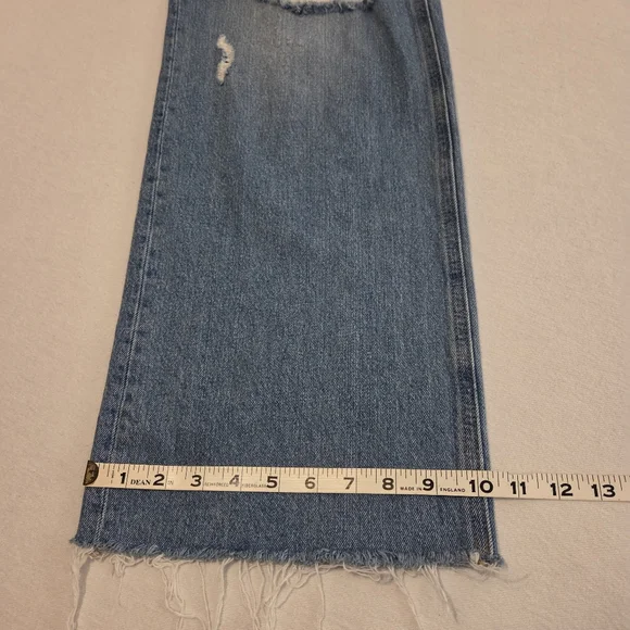 ZENANA Med Wash High Waist Distressed Raw Hem Wide Leg Jeans Women's Size 27 - Picture 9 of 14